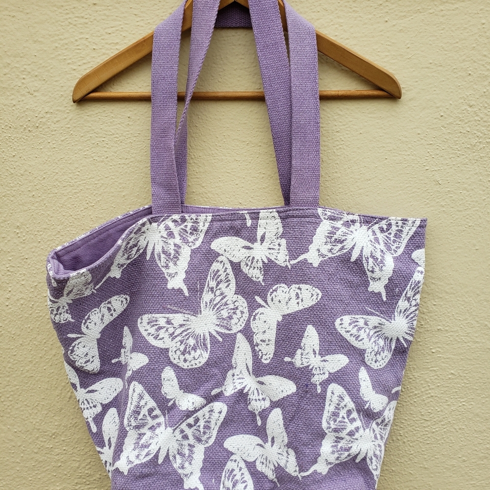 Purple Butterfly Tote Bag